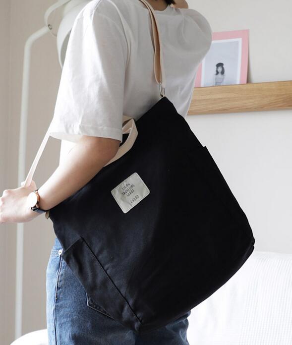 Canvas Shoulder Bag with Zipper