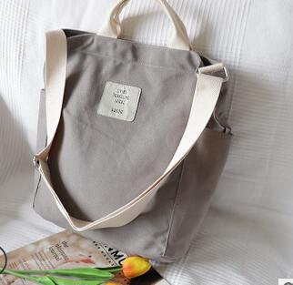Canvas Shoulder Bag with Zipper