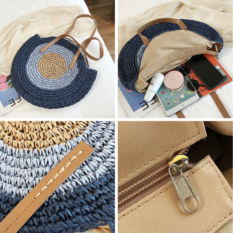 Round Straw Bag for Women