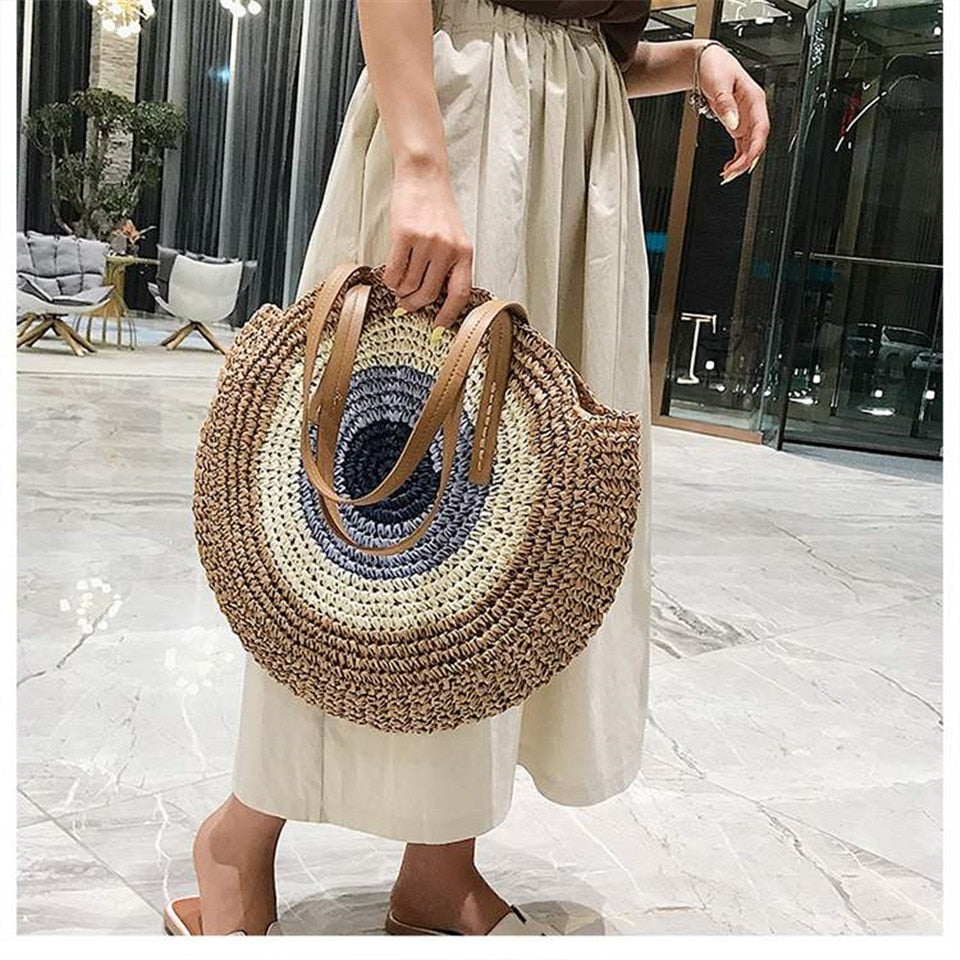 Round Straw Bag for Women