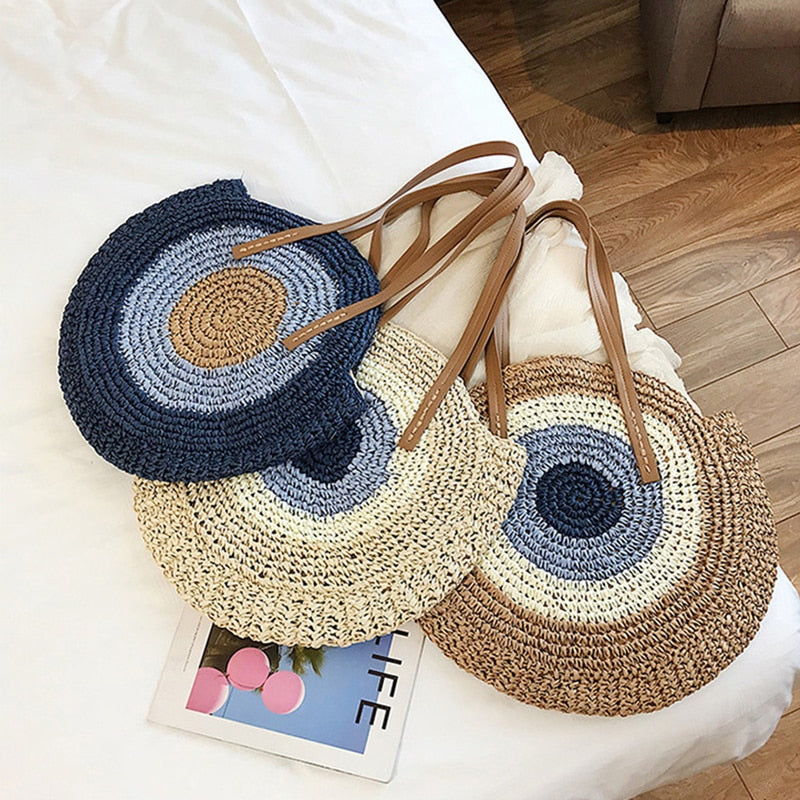 Round Straw Bag for Women