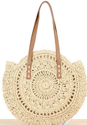 Round Straw Bag for Women