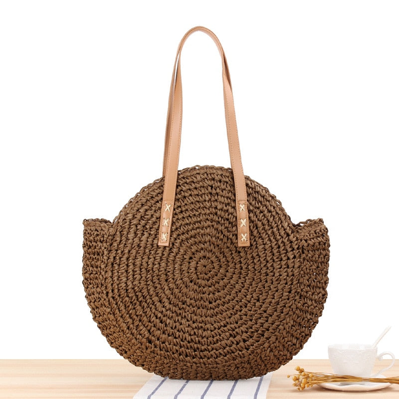 Round Straw Bag for Women