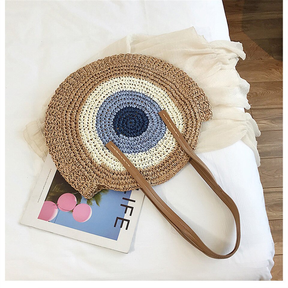 Round Straw Bag for Women