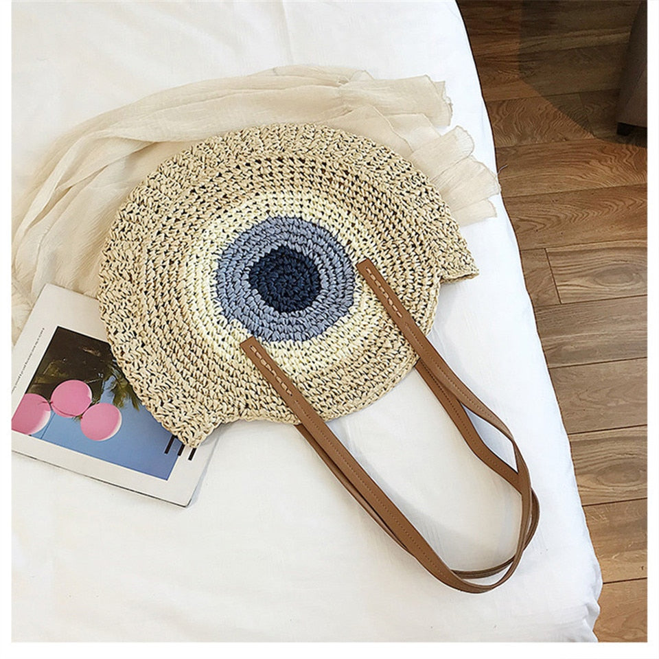 Round Straw Bag for Women