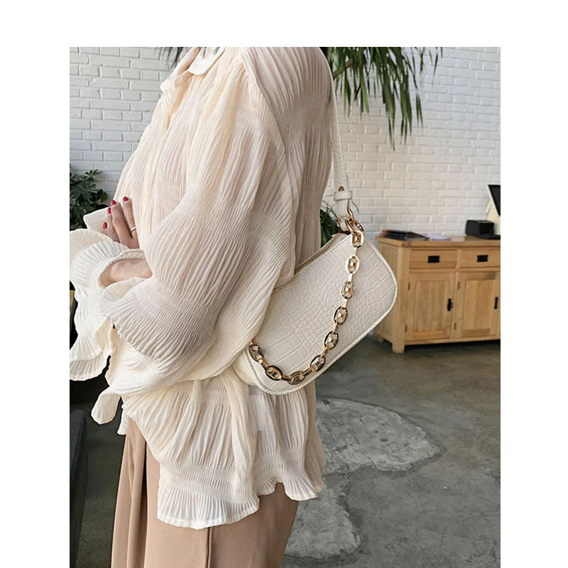 Mini Crocodile Pattern Shoulder Bag for Women