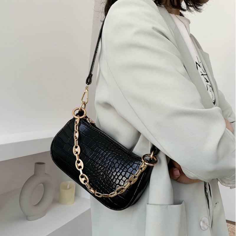 Mini Crocodile Pattern Shoulder Bag for Women