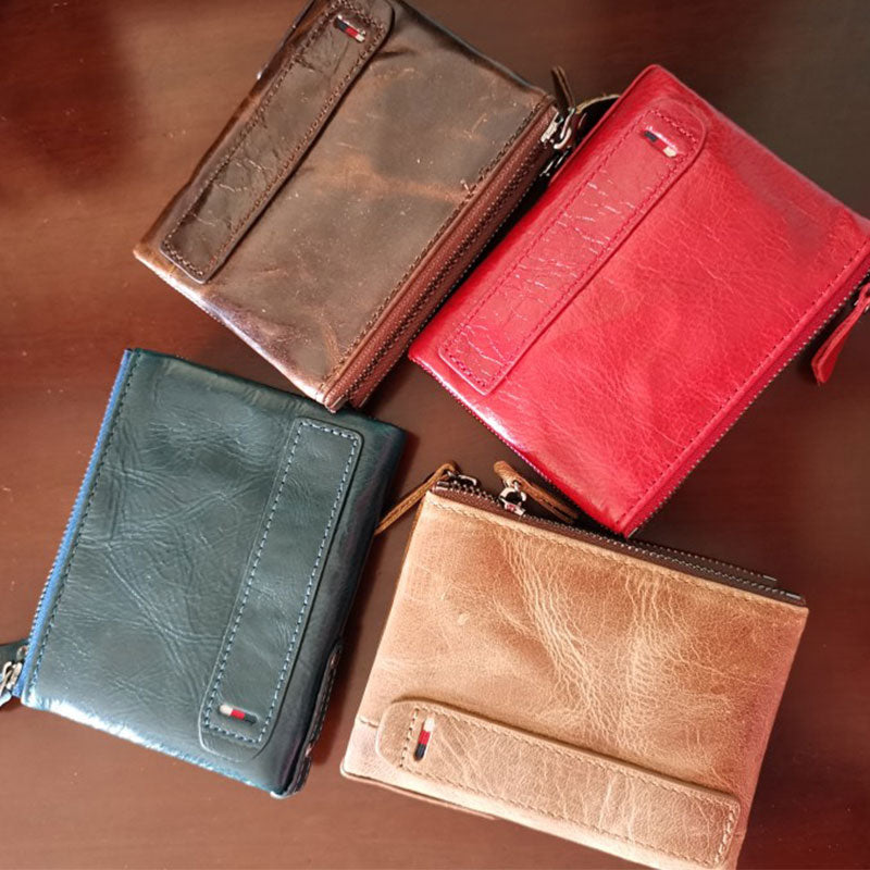 Genuine Leather Short Wallet
