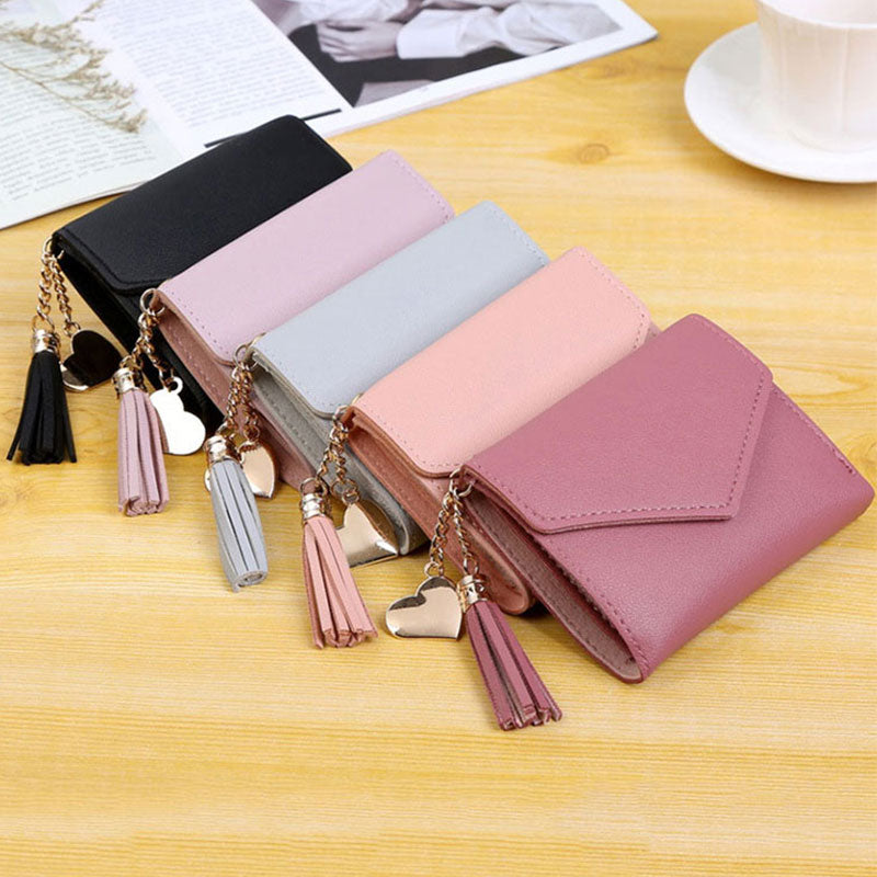 Short Wallet with Tassel Pendant