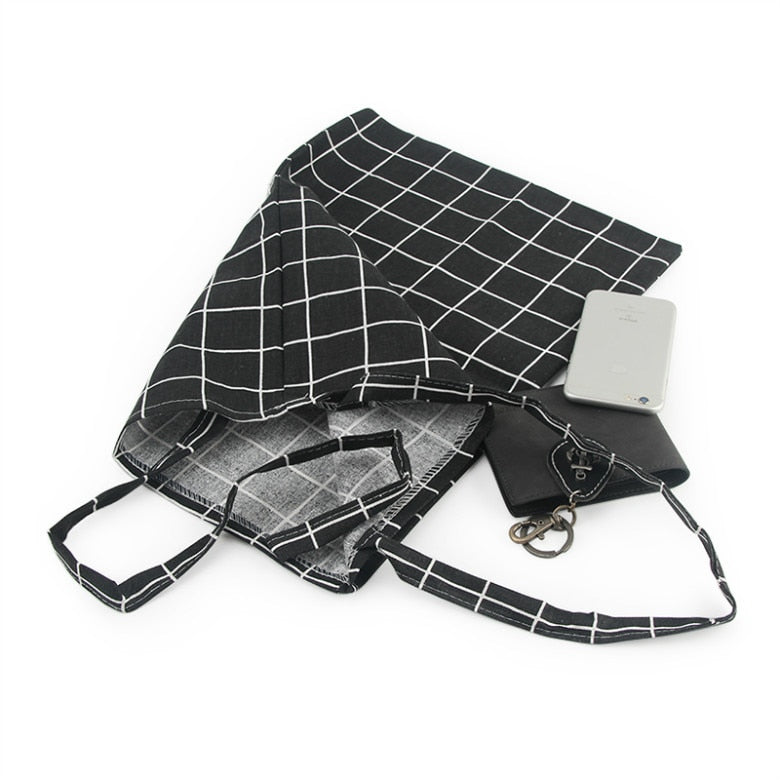 Geometric Pattern Canvas Tote Bag