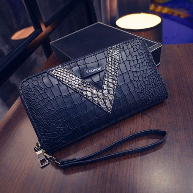 Snake Leather Stylized Long Wallet