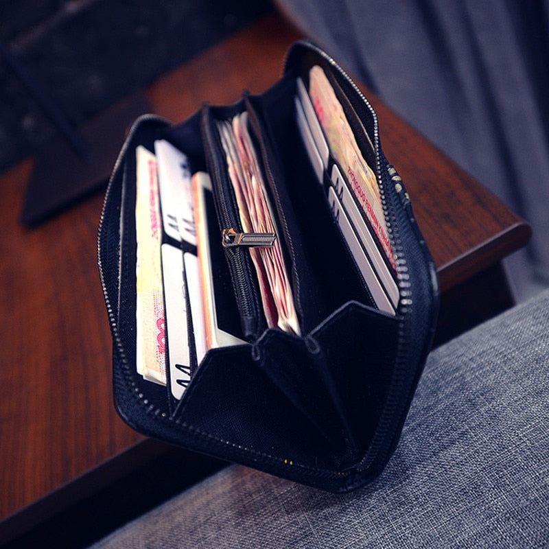 Snake Leather Stylized Long Wallet