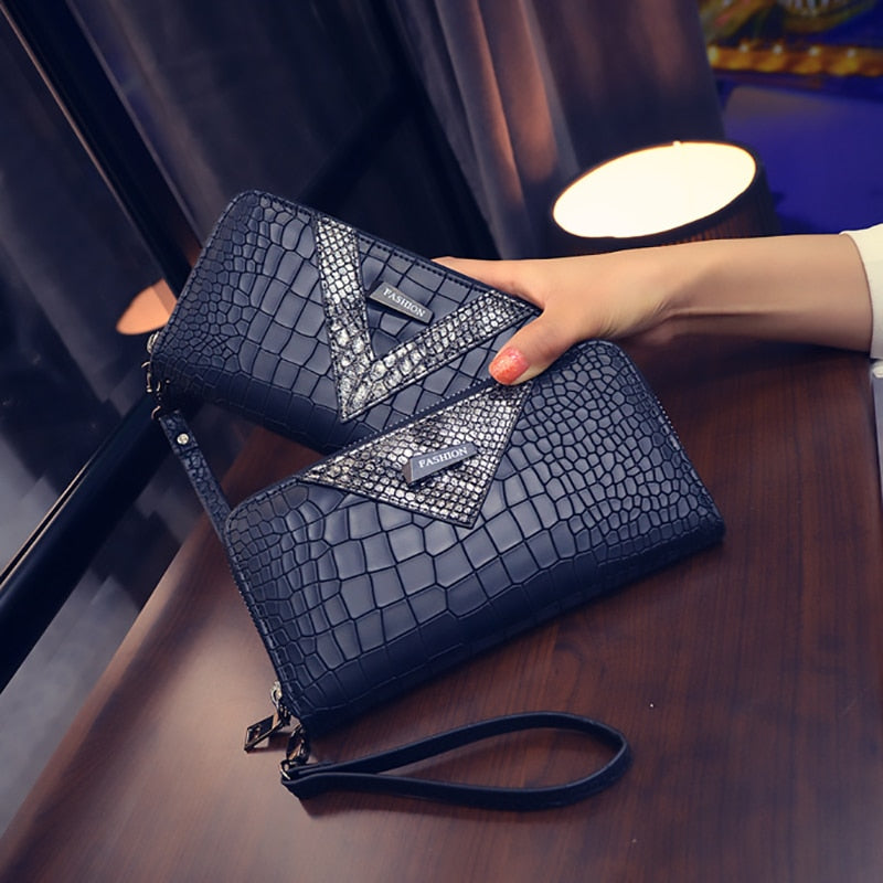 Snake Leather Stylized Long Wallet