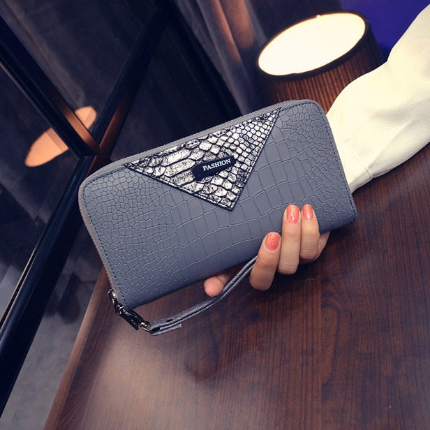 Snake Leather Stylized Long Wallet