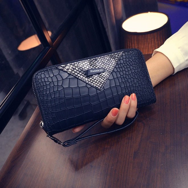 Snake Leather Stylized Long Wallet