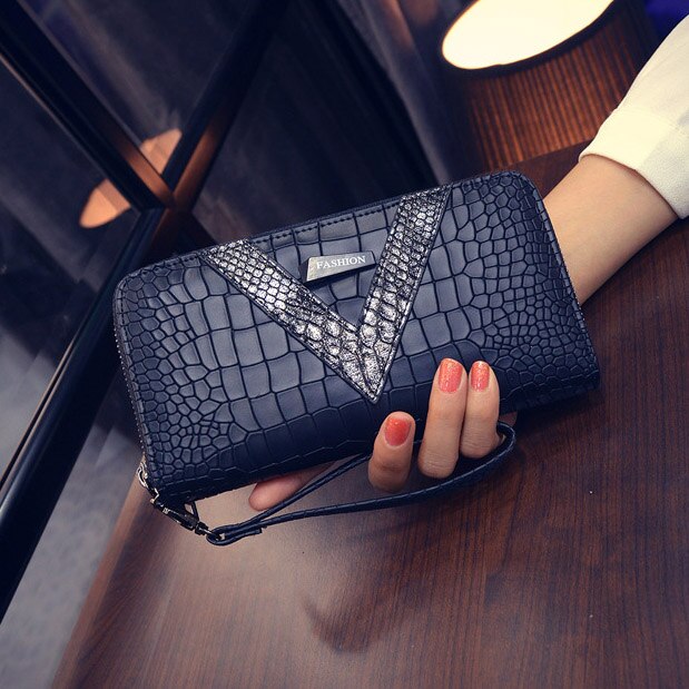 Snake Leather Stylized Long Wallet