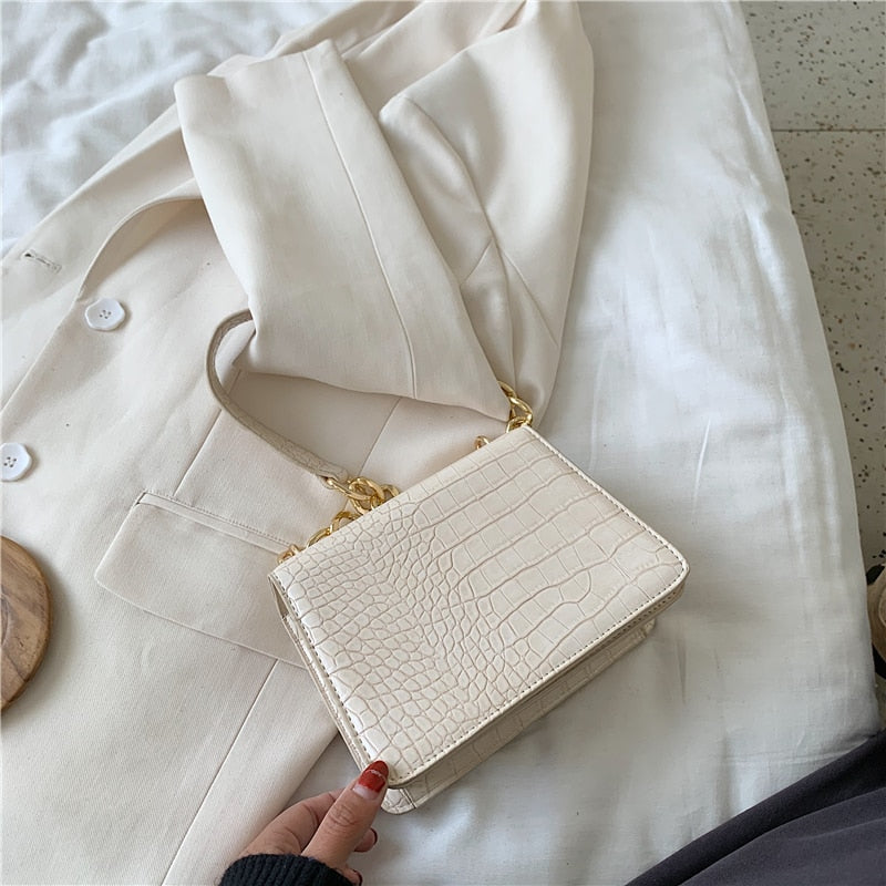 Crocodile Leather Embossed Bag