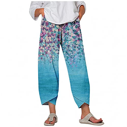 Palazzo Lounge Pants Wide Leg Printed Cropped Bottoms Baggy Trousers Sweatpants