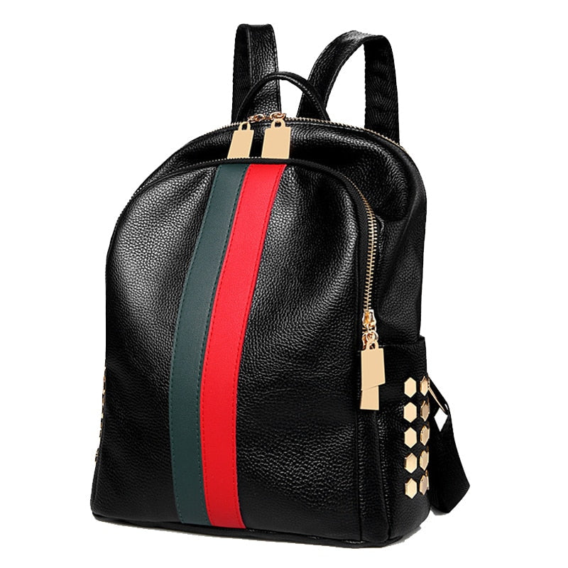 Striped Eco-Leather Backpack