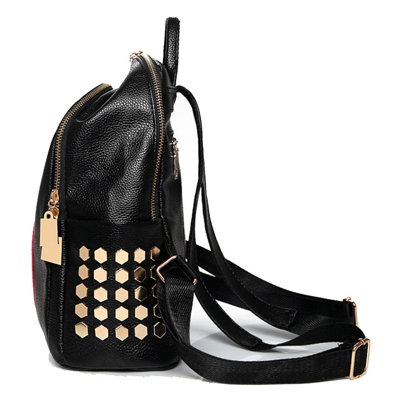 Striped Eco-Leather Backpack