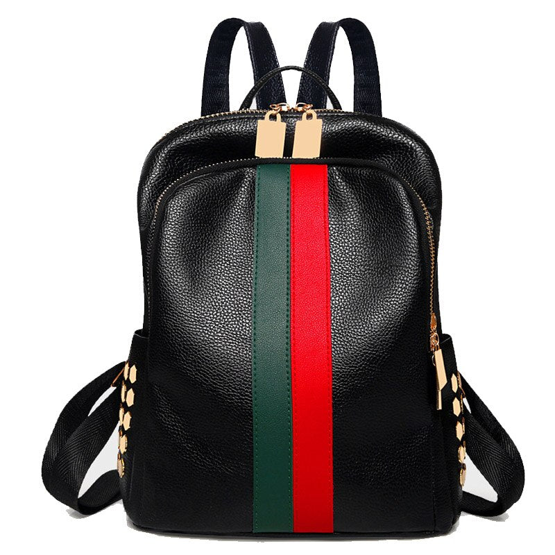 Striped Eco-Leather Backpack