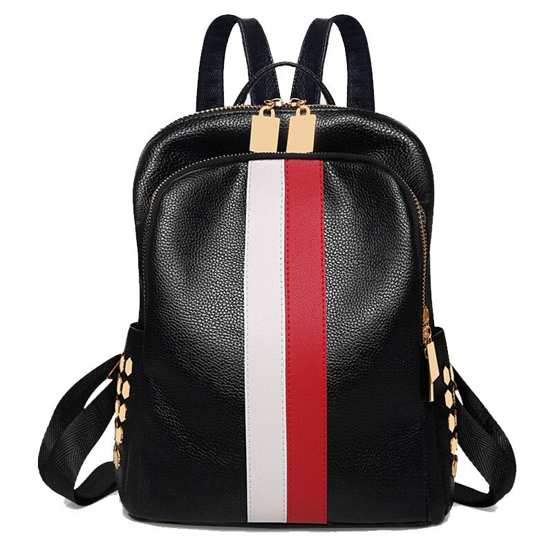 Striped Eco-Leather Backpack