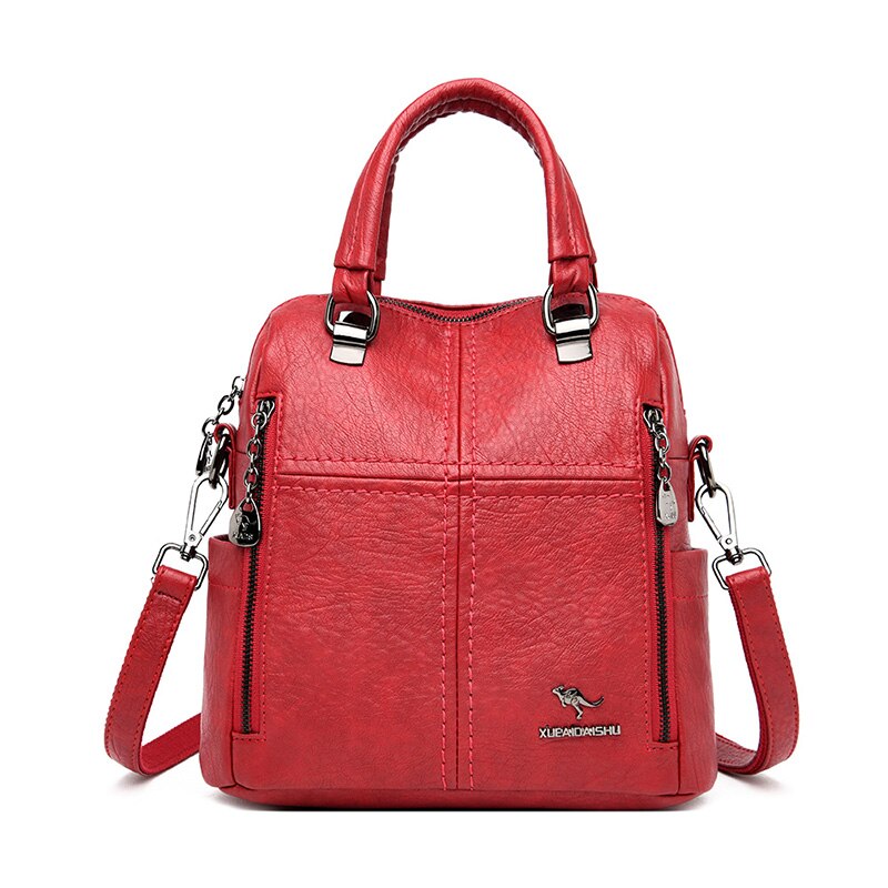 Women' Leather Shoulder Backpack