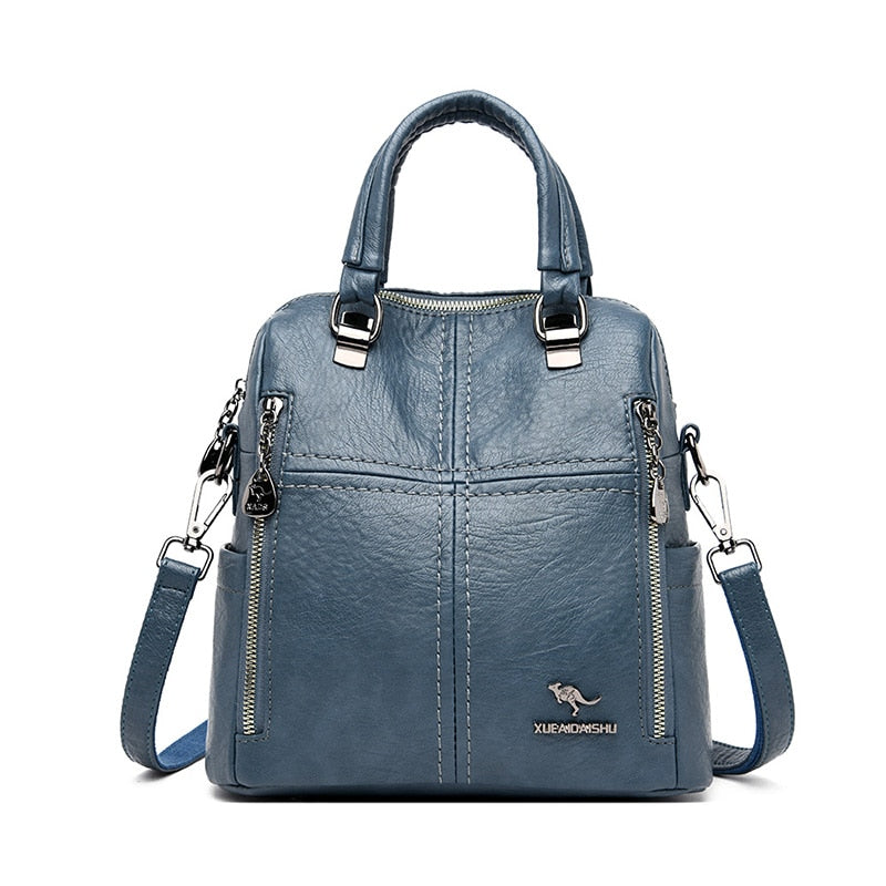 Women' Leather Shoulder Backpack