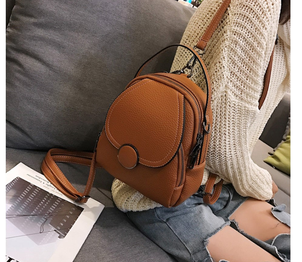 Round Buckle Eco-Leather Backpack