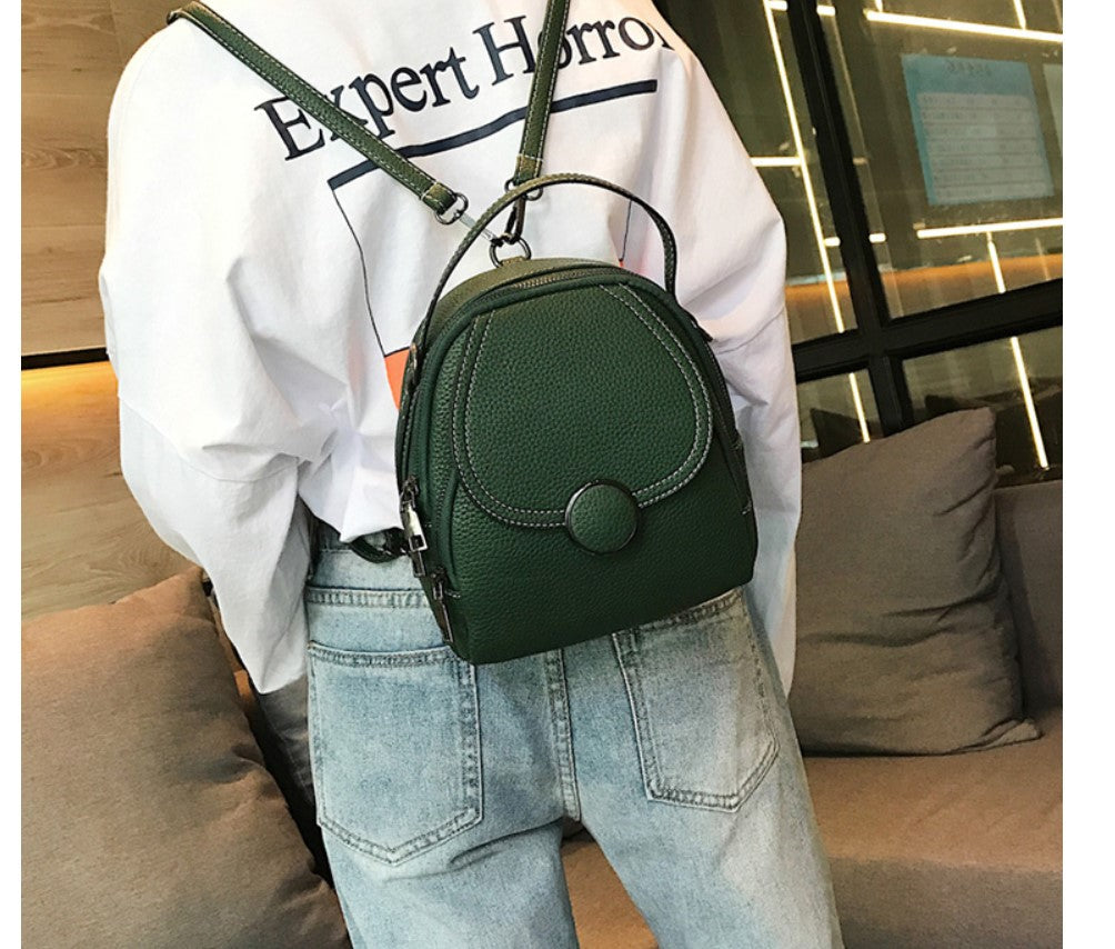 Round Buckle Eco-Leather Backpack