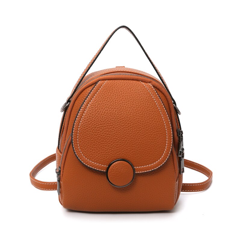 Round Buckle Eco-Leather Backpack