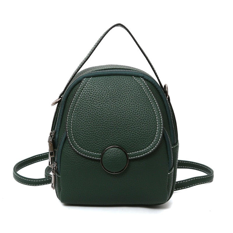 Round Buckle Eco-Leather Backpack