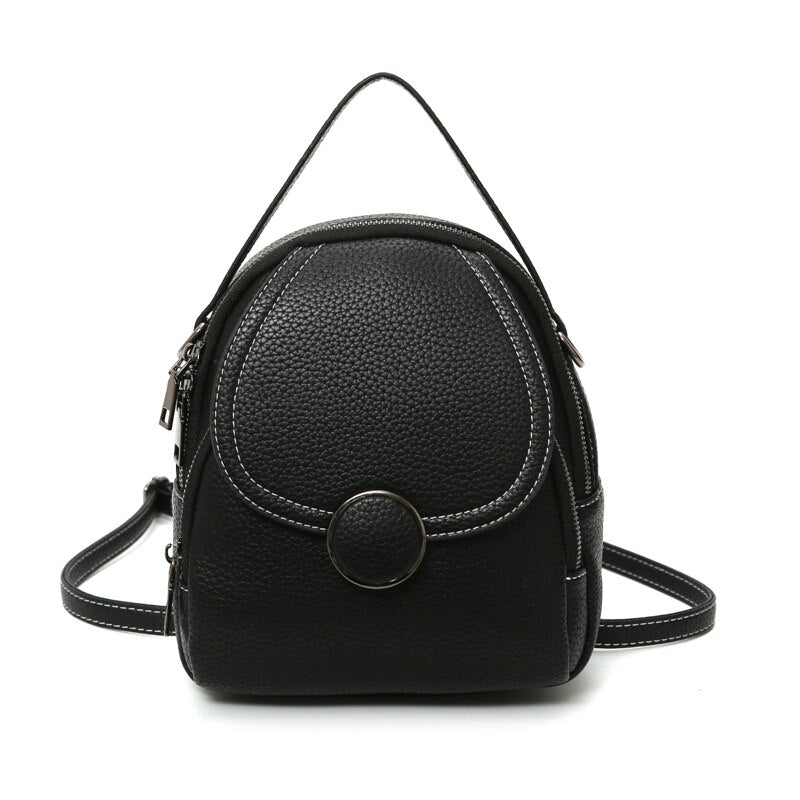 Round Buckle Eco-Leather Backpack