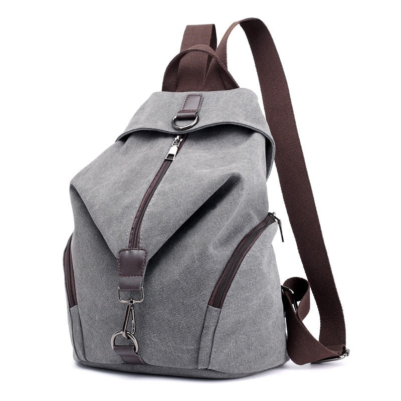Solid Color Canvas Backpack