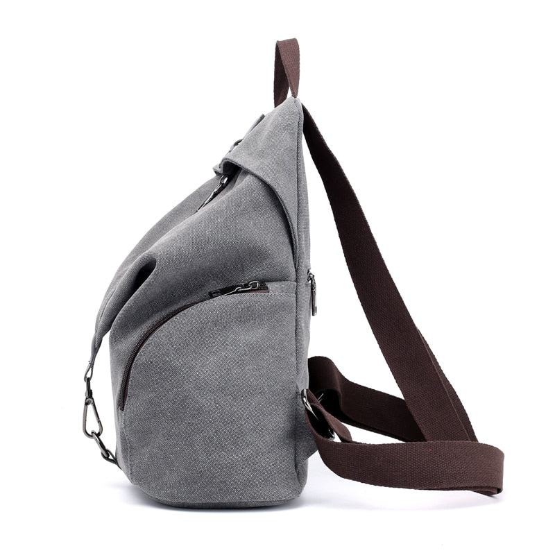 Solid Color Canvas Backpack
