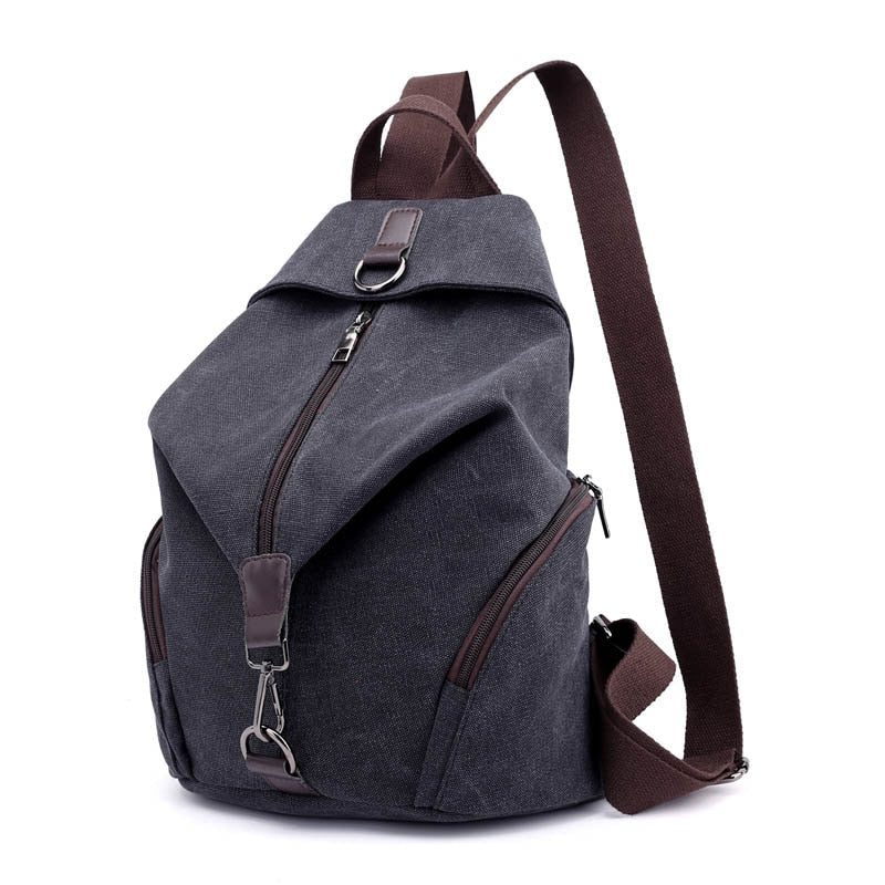 Solid Color Canvas Backpack