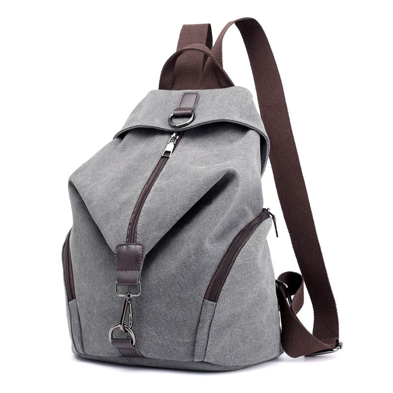 Solid Color Canvas Backpack