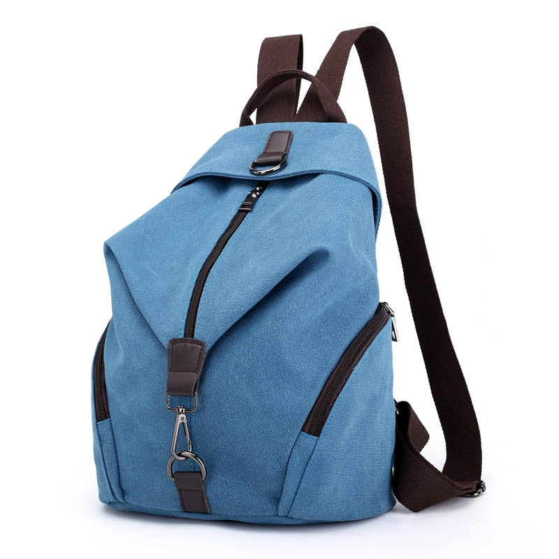 Solid Color Canvas Backpack