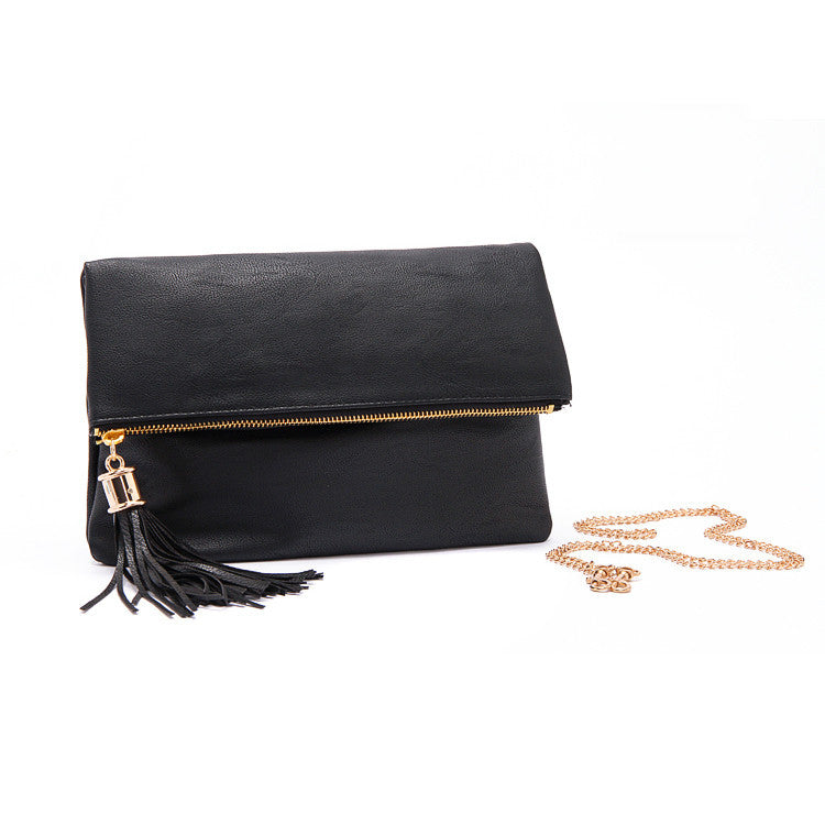 Fashion Convenient Tasseled Clutch Bag with Chain