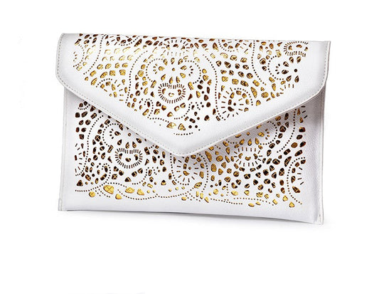 Fashion Envelope Shaped Leather Clutch Bag with Chain