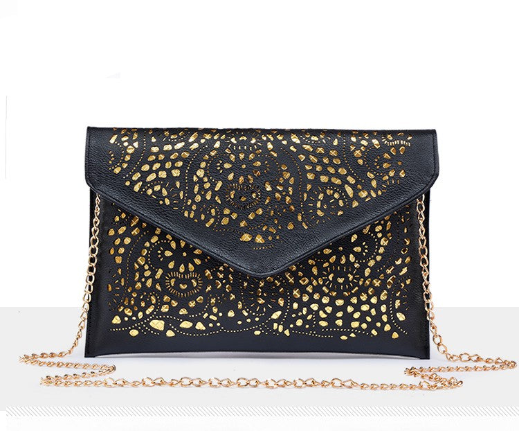 Fashion Envelope Shaped Leather Clutch Bag with Chain