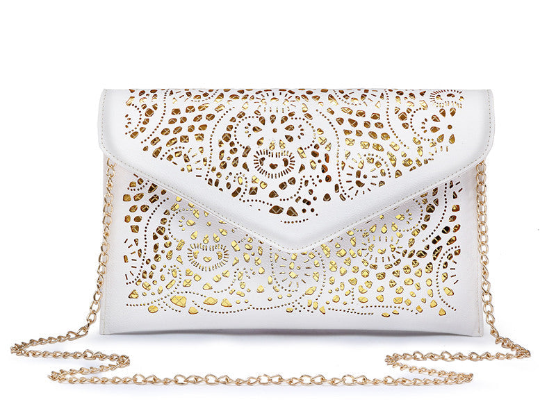 Fashion Envelope Shaped Leather Clutch Bag with Chain