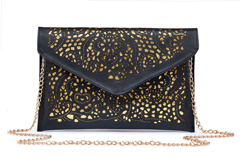 Fashion Envelope Shaped Leather Clutch Bag with Chain