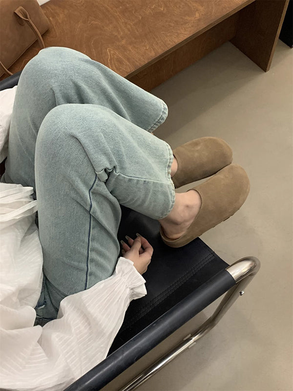 Round-Toe Split-Joint Slippers&Mules Flat Shoes