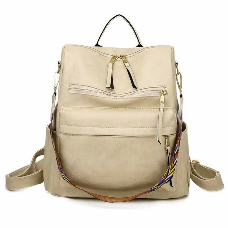 Eco-Leather Backpack with Ethnic Style Strap