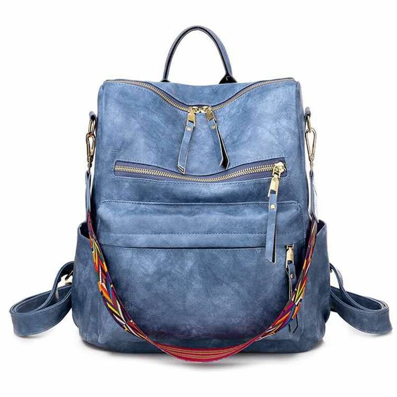 Eco-Leather Backpack with Ethnic Style Strap