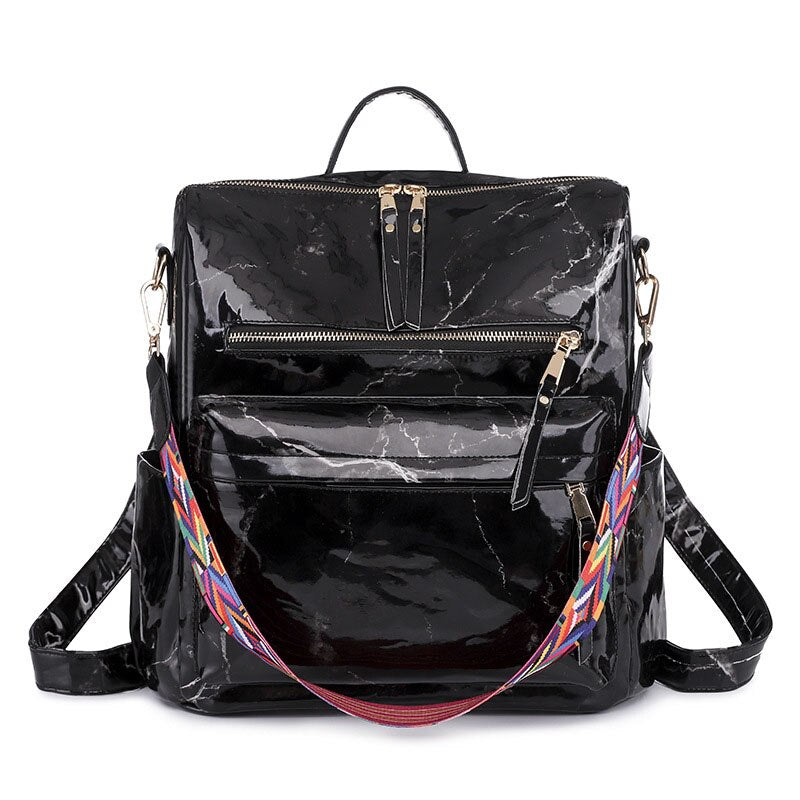 Eco-Leather Backpack with Ethnic Style Strap
