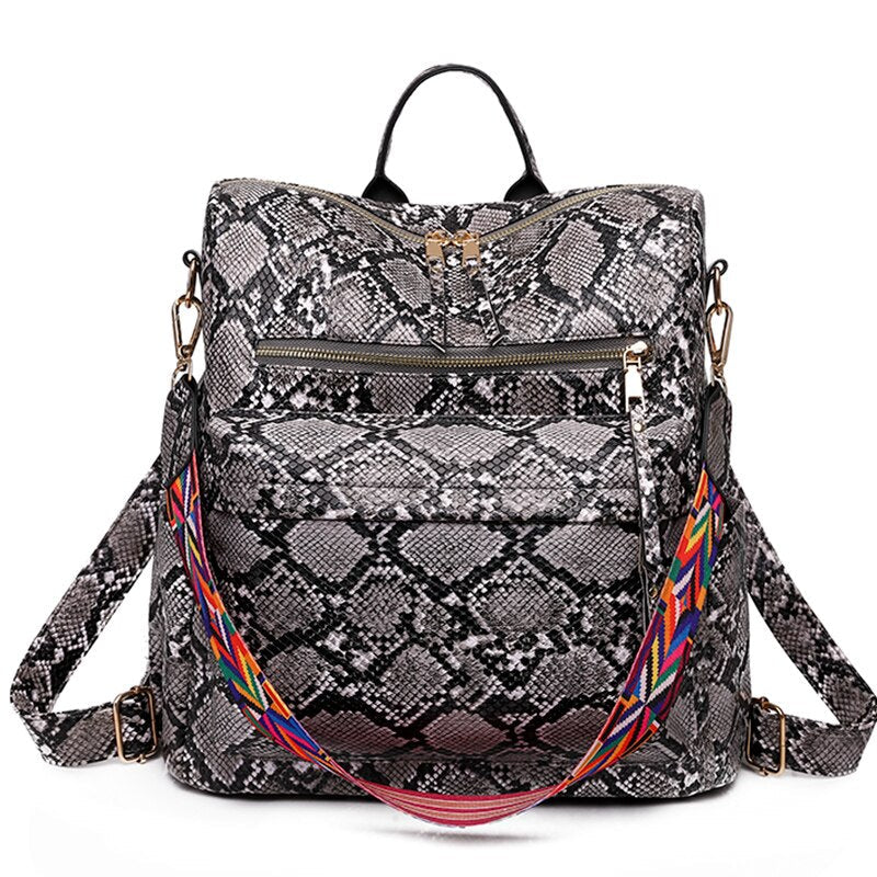 Eco-Leather Backpack with Ethnic Style Strap