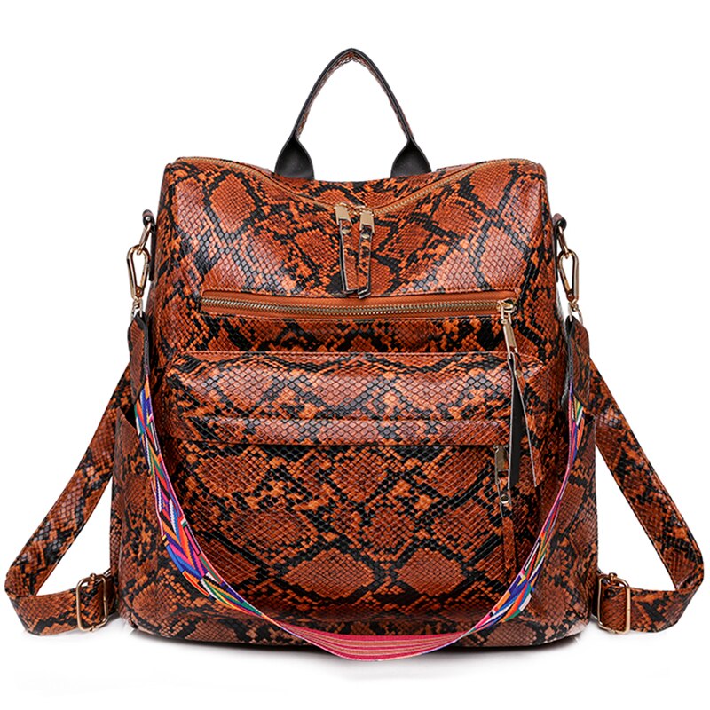 Eco-Leather Backpack with Ethnic Style Strap