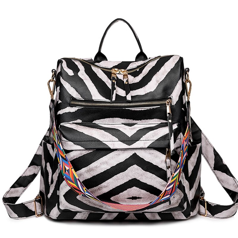 Eco-Leather Backpack with Ethnic Style Strap